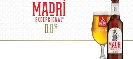 Madrí Excepcional 0.0% branding and bottle