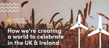 Image of a barley field and wind turbine graphics